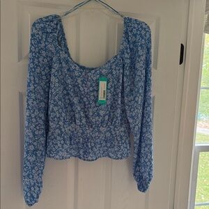 Lush Floral Blue Women's Top- size large
